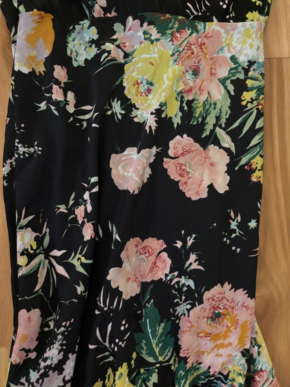 NW Petal & Pup Nordstrom ANABELLE Black Floral Satin Midi Dress size S - Picture 6 of 8